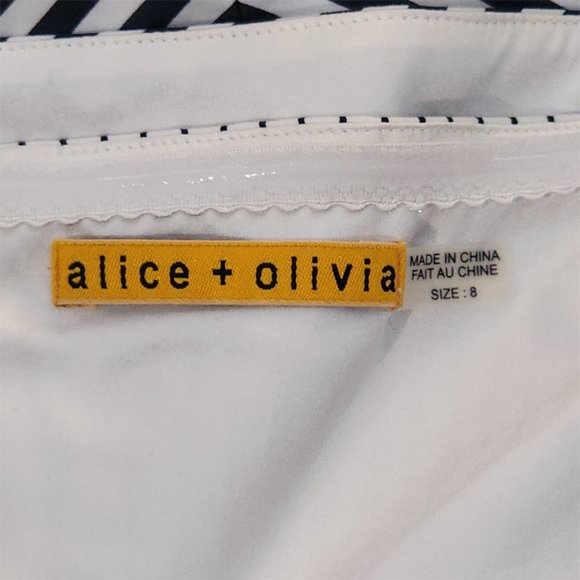 Alice + Olivia Adele Double-Bodice Black & White Striped Strapless Dress - Picture 7 of 9